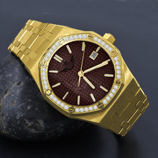CLUBMASTER WATCH // YELLOW GOLD X MAROON FACE