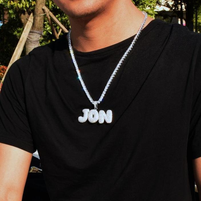 CUSTOM BUBBLE LETTER PENDANT + CHAIN