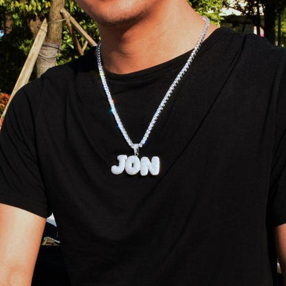 CUSTOM BUBBLE LETTER PENDANT + CHAIN