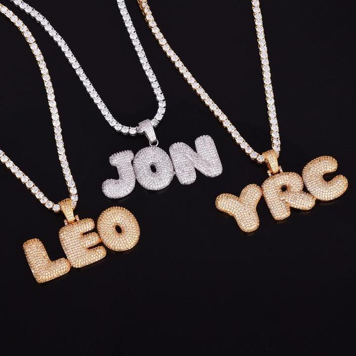CUSTOM BUBBLE LETTER PENDANT + CHAIN