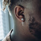 STUD x CROSS DANGLY EARRINGS IN YELLOW GOLD
