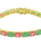 RECT CUT BAGUETTE TENNIS BRACELET // GREEN X RED 6MM