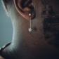 ICED HEAVY HITTER DANGLY EARRINGS IN WHITE GOLD