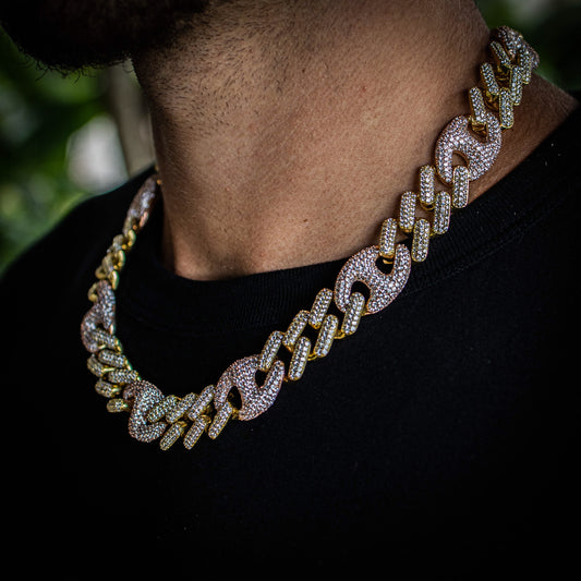 THE CUBAN X CHAIN // YELLOW X ROSE GOLD 18MM