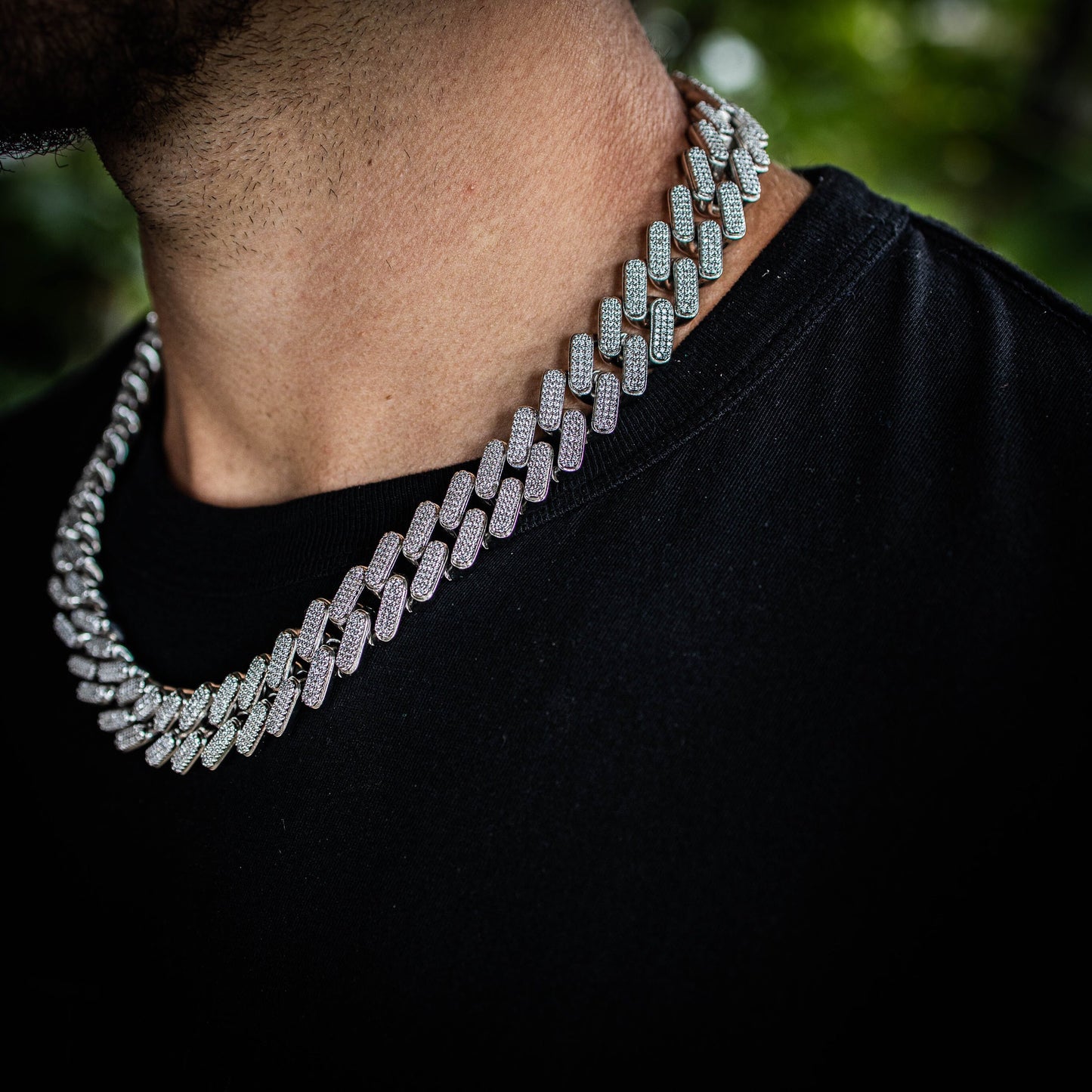 15MM ICED TACTICAL CUBAN CHAIN IN WHITE GOLD