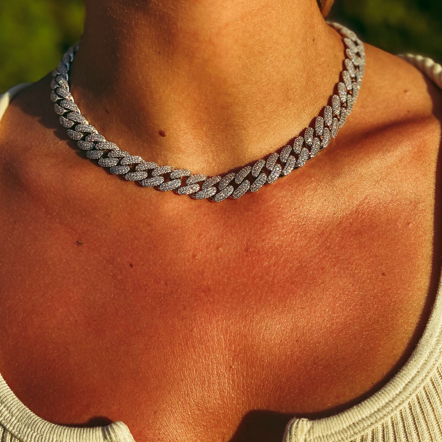 ICED MIAMI CUBAN CHOKER // WHITE GOLD 12MM