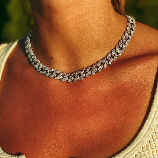 ICED MIAMI CUBAN CHOKER // WHITE GOLD 12MM