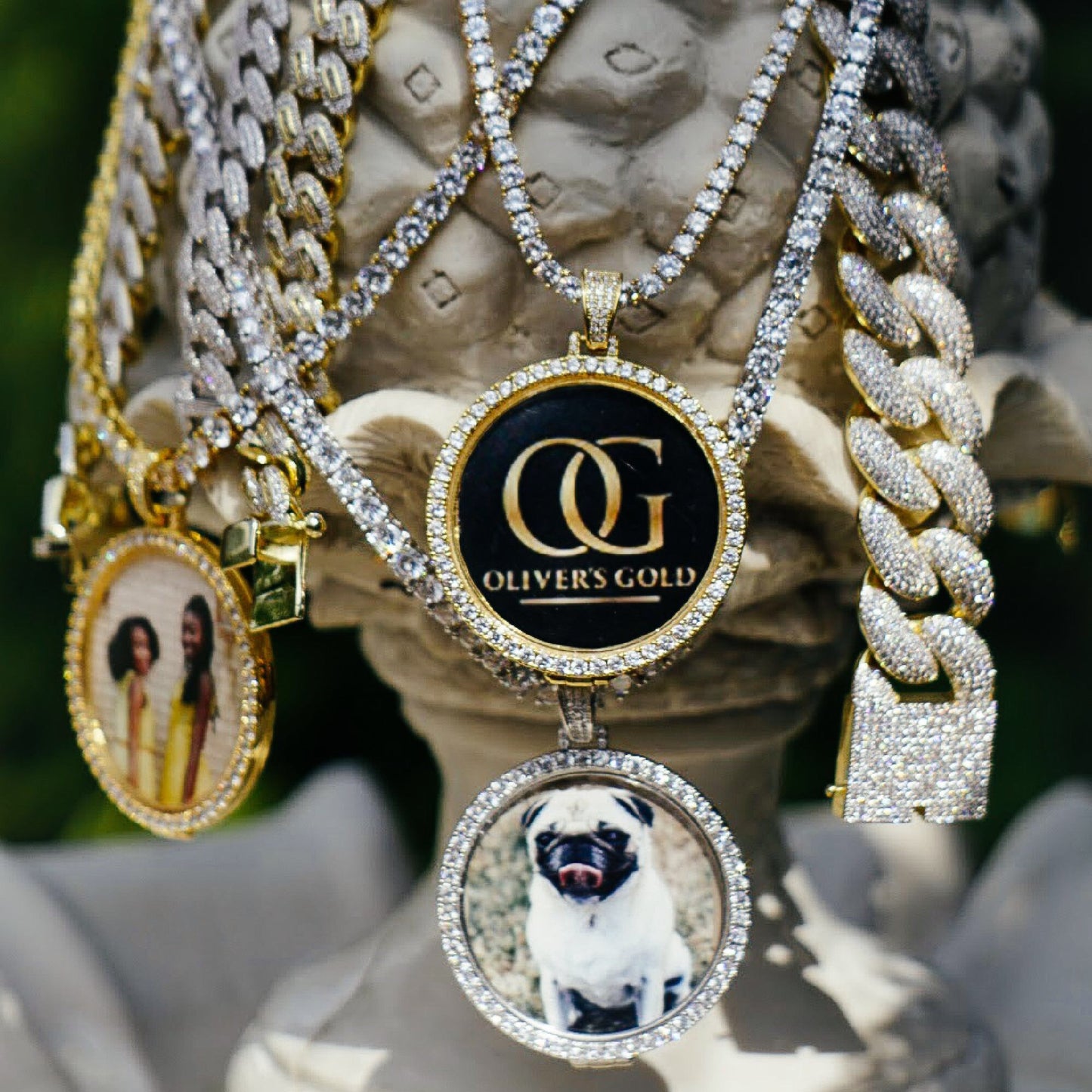 LARGE CUSTOM PHOTO MEDALLION + CHAIN