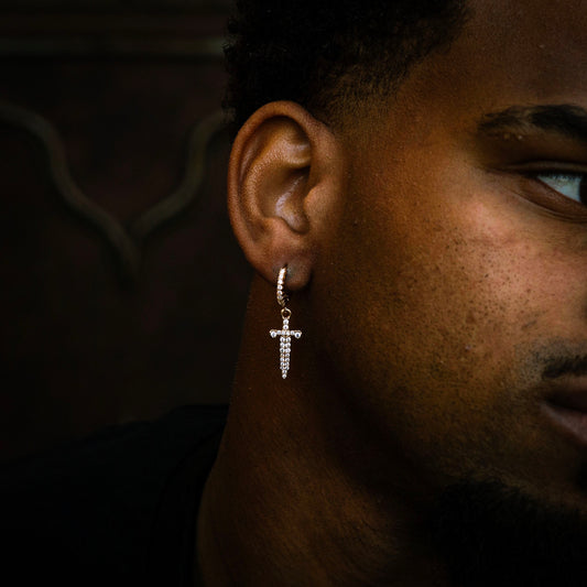 ICED SWORD HOOP EARRINGS