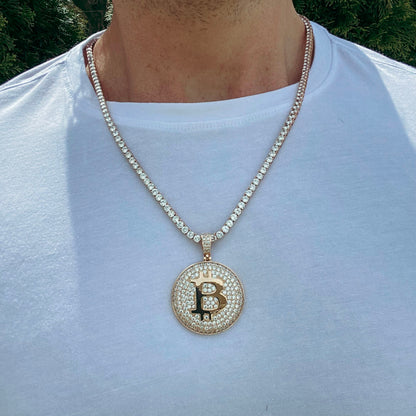 ICED BITCOIN PENDANT + CHAIN