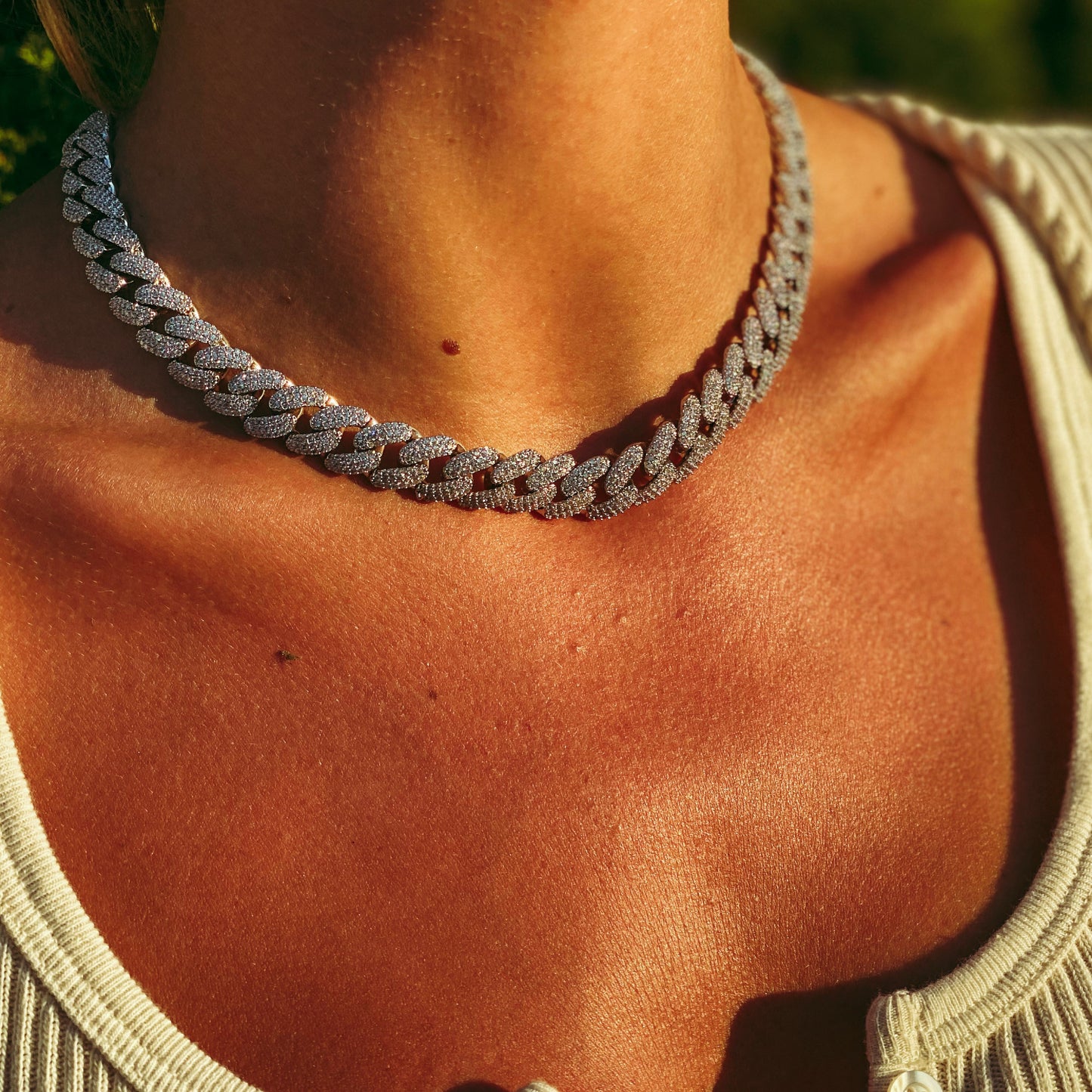 ICED MIAMI CUBAN CHOKER // WHITE GOLD 12MM