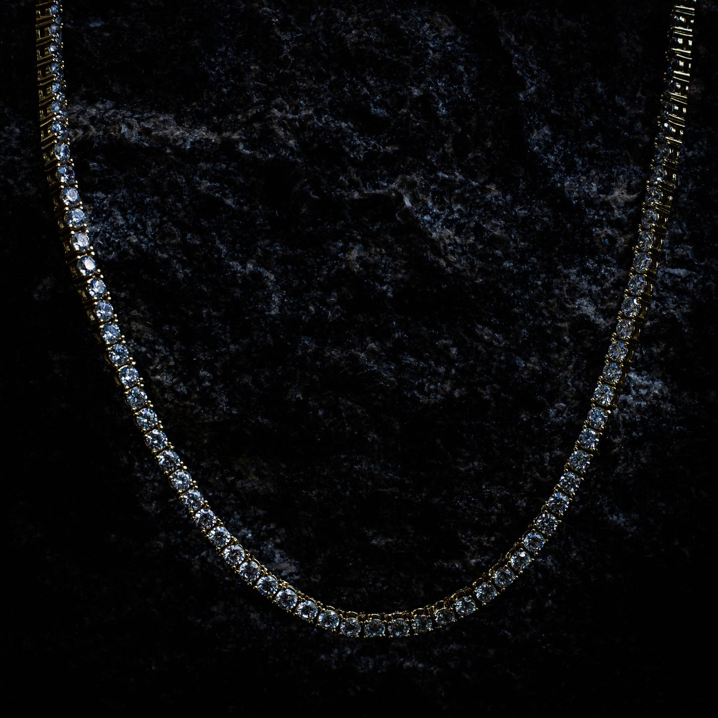 3MM ROUND CUT TENNIS CHAIN IN YELLOW GOLD