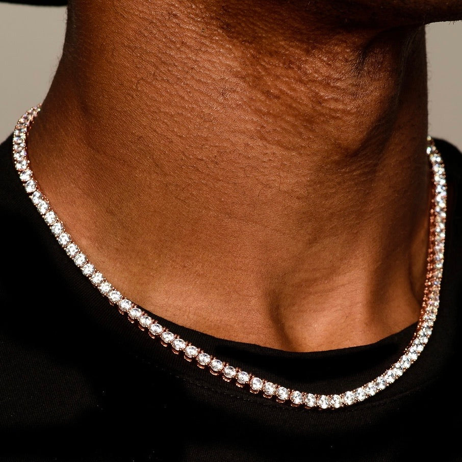 4MM ROUND CUT TENNIS CHAIN IN ROSE GOLD