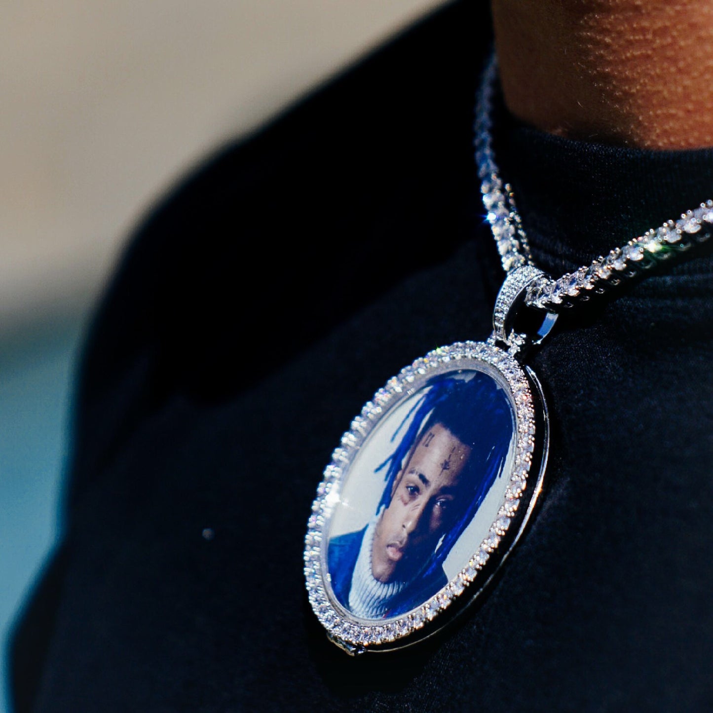 LARGE CUSTOM PHOTO MEDALLION + CHAIN