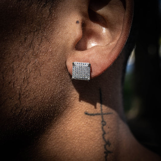 TOO ICY SQUARE // WHITE GOLD EARRINGS