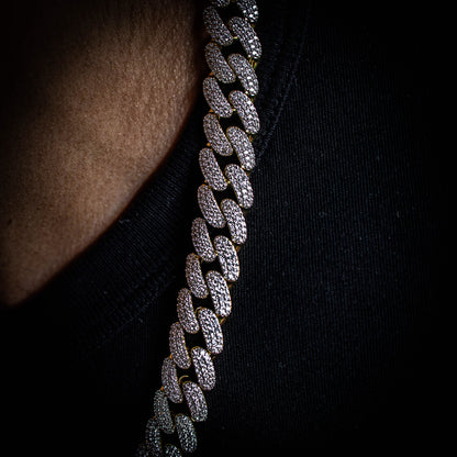 12MM ICED MIAMI CUBAN CHAIN IN YELLOW GOLD