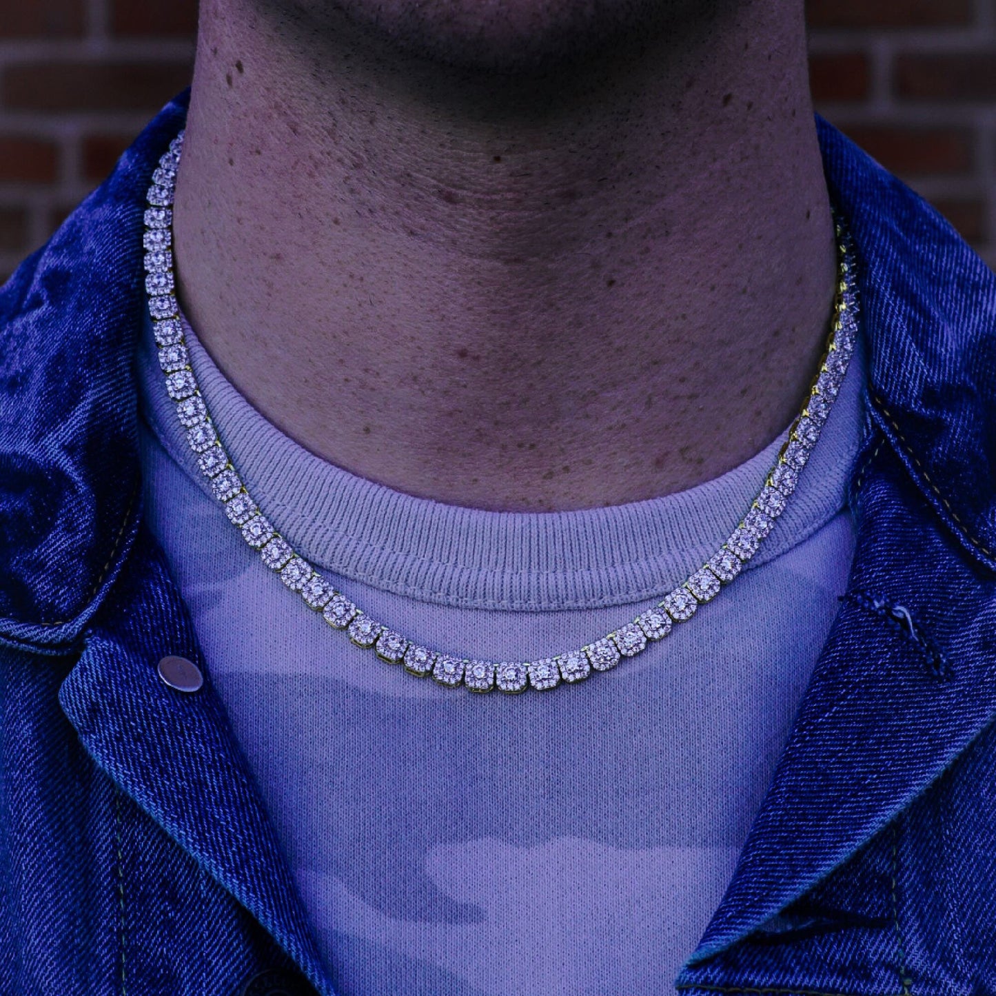 SQUARE CUT CLUSTER CHAIN // YELLOW GOLD 5MM