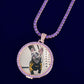 LARGE PURPLE DIAMOND PHOTO MEDALLION + CHAIN
