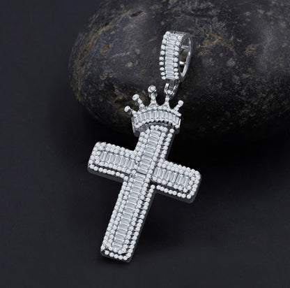 ICED ROYAL BLESSINGS CROSS PENDANT // WHITE GOLD