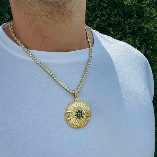 ICED COMPASS PENDANT + CHAIN