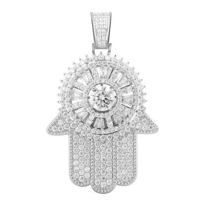 ICED HAMSA PENDANT // WHITE GOLD