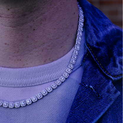 SQUARE CUT CLUSTER CHAIN // WHITE GOLD 5MM