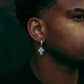 BAGUETTE CROSS HOOP EARRINGS