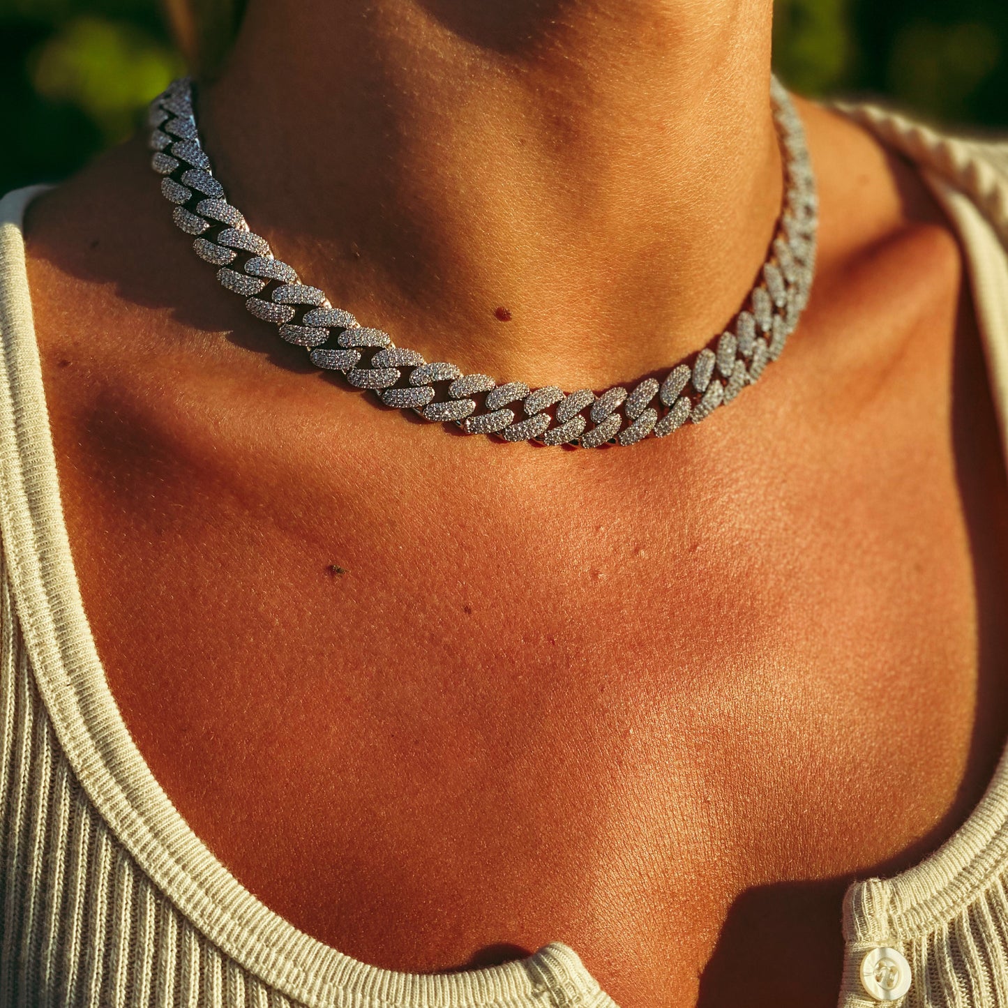 ICED MIAMI CUBAN CHOKER // WHITE GOLD 12MM