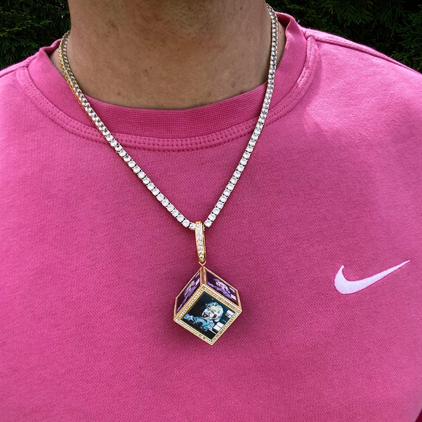 CUSTOM ICED CUBE PHOTO PENDANT + CHAIN