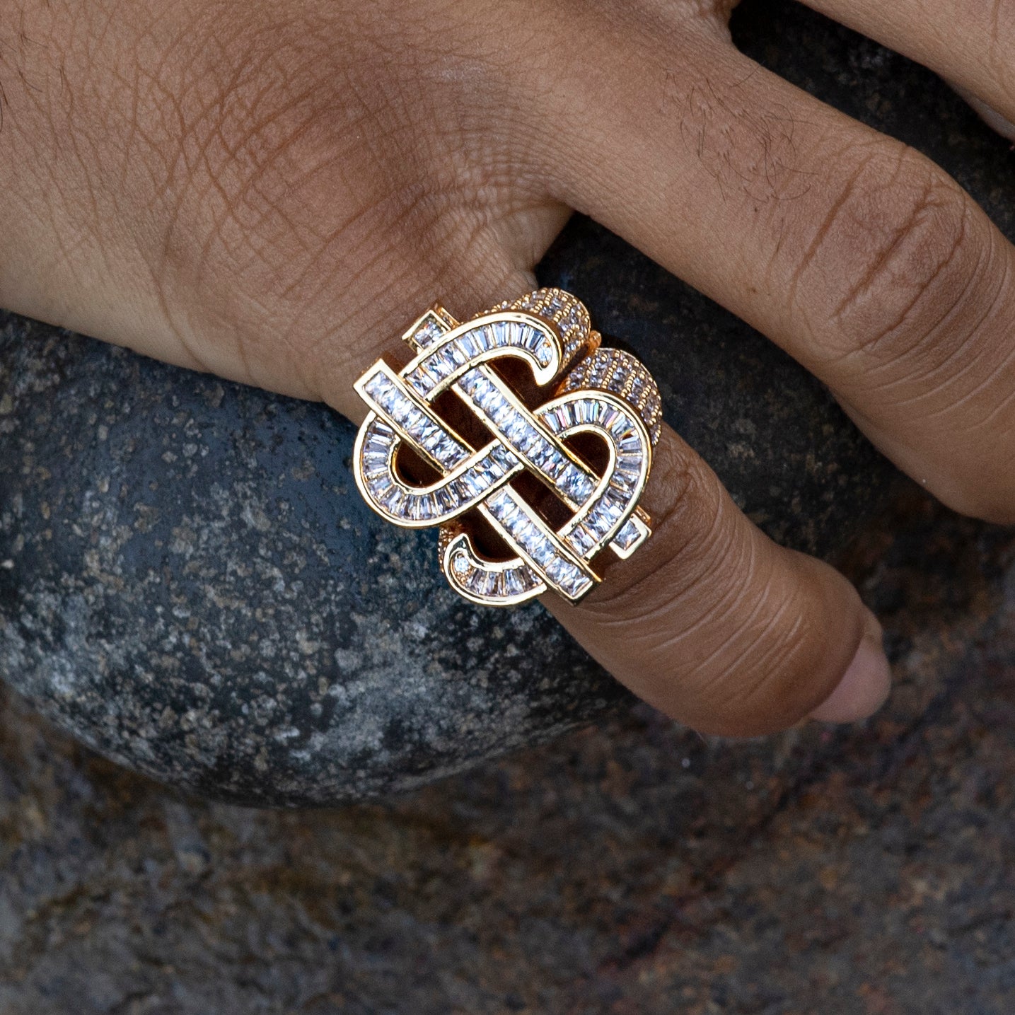 MONEY SIGN BAGUETTE RING