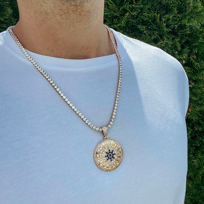 ICED COMPASS PENDANT + CHAIN