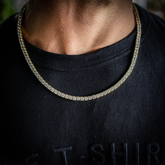 4MM ROUND CUT TENNIS CHAIN IN YELLOW GOLD