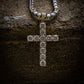 4MM ROUND CUT TENNIS CHAIN + CROSS PENDANT SET