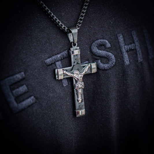 JESUS PIECE + 3MM FRANCO CHAIN // BLACK x WHITE GOLD