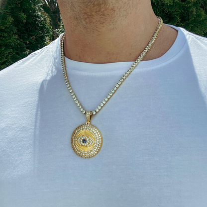 ICED ALL SEEING EYE PENDANT + CHAIN