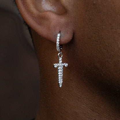 ICED SWORD HOOP EARRINGS