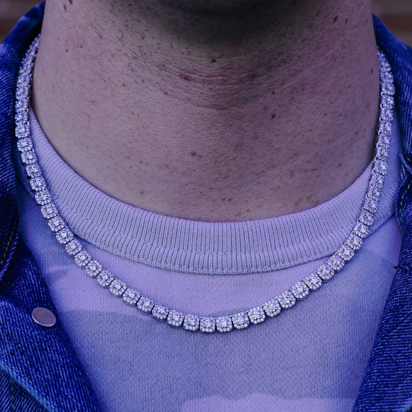 SQUARE CUT CLUSTER CHAIN // WHITE GOLD 5MM