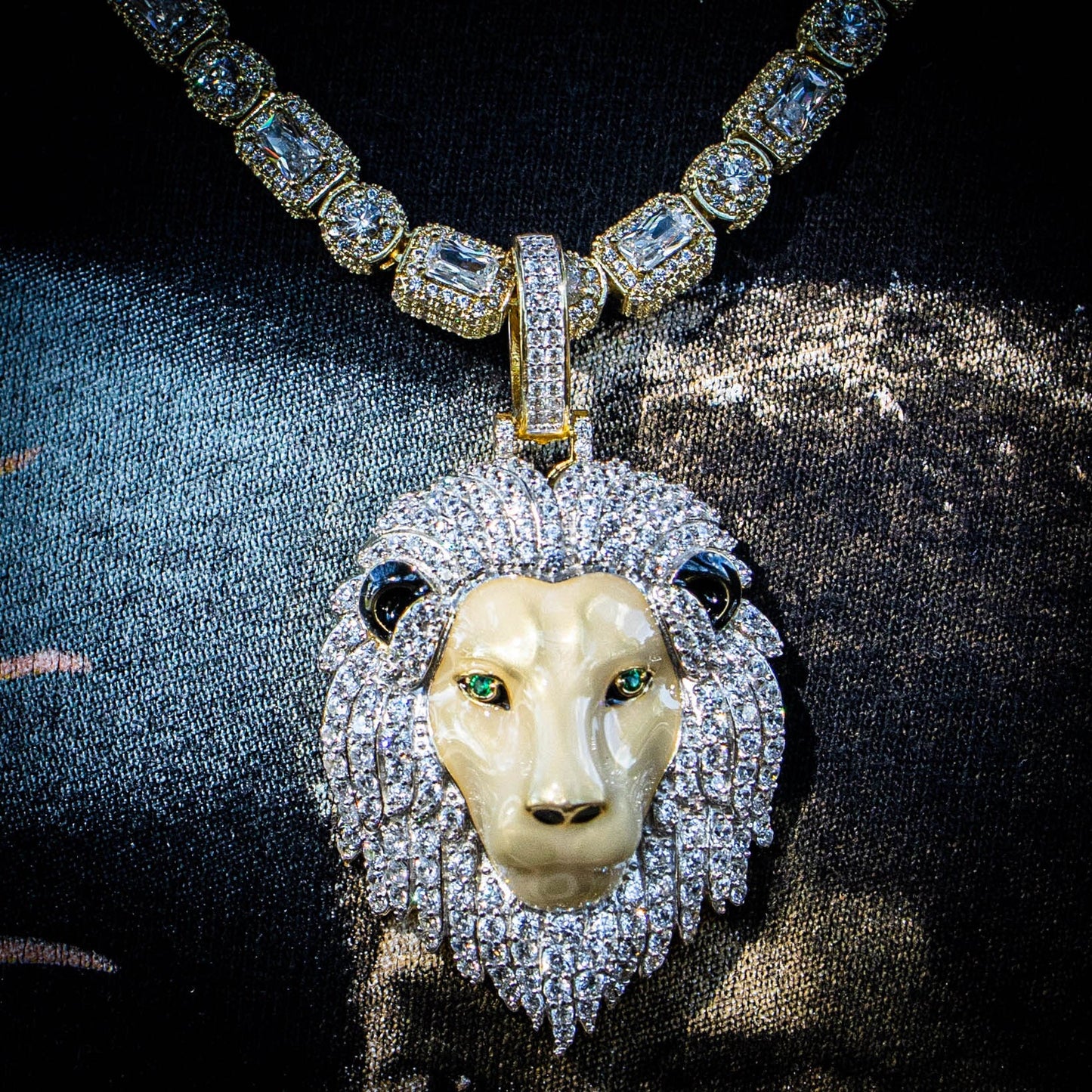 LION PENDANT // ICED OUT YELLOW GOLD