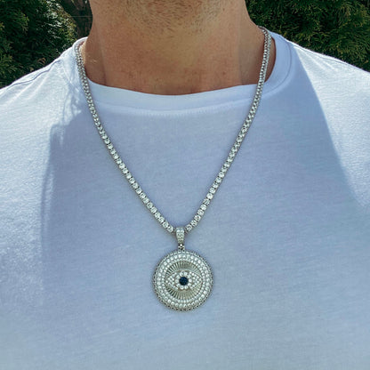 ICED ALL SEEING EYE PENDANT + CHAIN