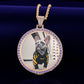 LARGE PURPLE DIAMOND PHOTO MEDALLION + CHAIN