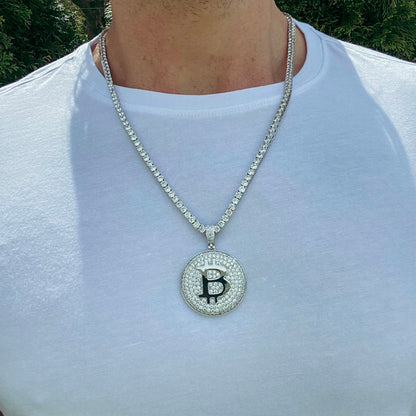 ICED BITCOIN PENDANT + CHAIN