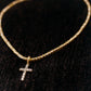 WOMENS 3MM ROUND CUT TENNIS CHAIN + CROSS SET
