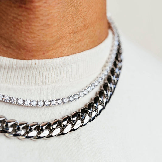 12MM PLAIN JANE CUBAN IN WHITE GOLD