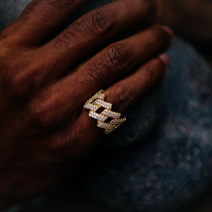 ICED EDGY CUBAN LINK RING