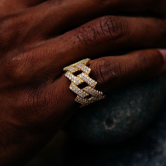 ICED EDGY CUBAN LINK RING