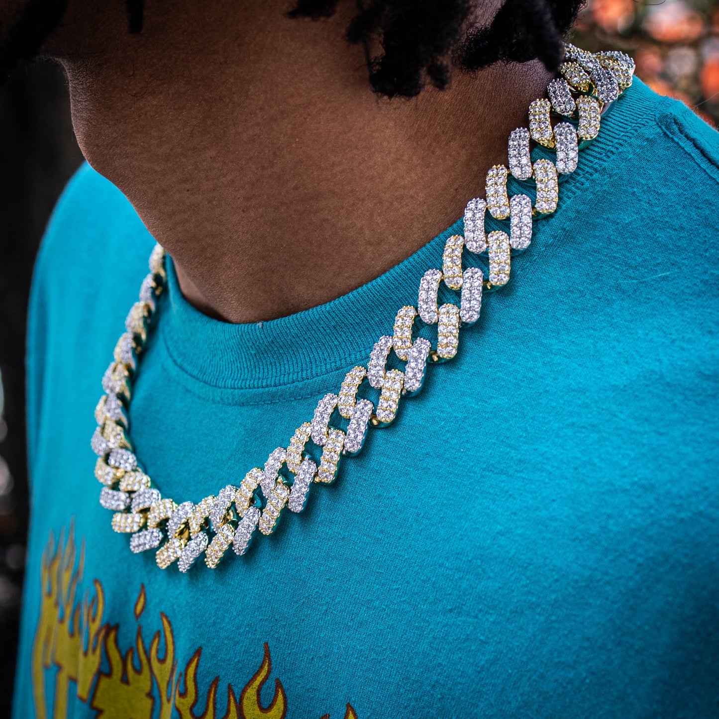 18MM "FRIO" CUBAN CHAIN IN WHITE x YELLOW GOLD