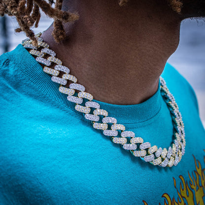 18MM "FRIO" CUBAN CHAIN IN WHITE x YELLOW GOLD