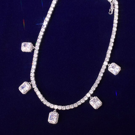 Tennis Chain With White Zircon Pendant Gold Color Charm Women Necklace Link Men's Hip Hop Jewelry adjustable