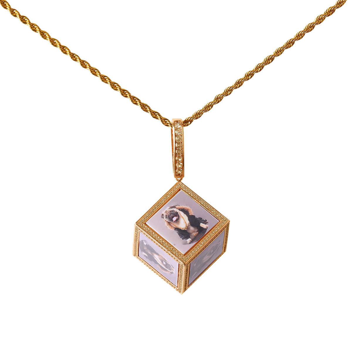 CUSTOM ICED CUBE PHOTO PENDANT + CHAIN