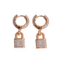 ICED OUT LOCK DANGLY EARRINGS